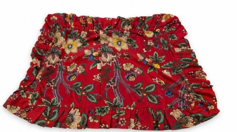 Two Vintage Waverly Home Fashions Red Floral Ruffled Pillow Sham Accent